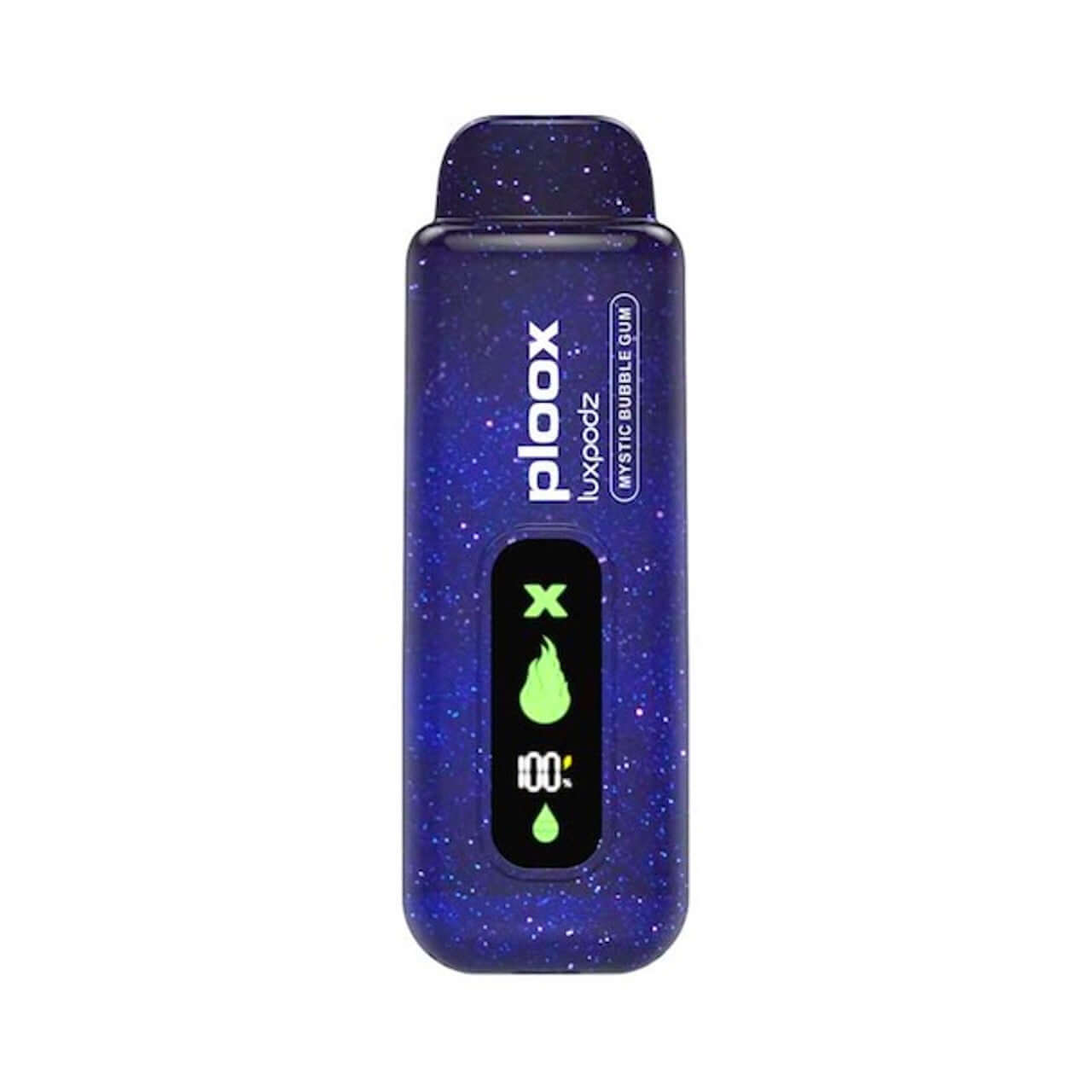 Ploox X disposable vape pod by Luxpodz with digital display and cosmic design, offering 15,000 puffs.