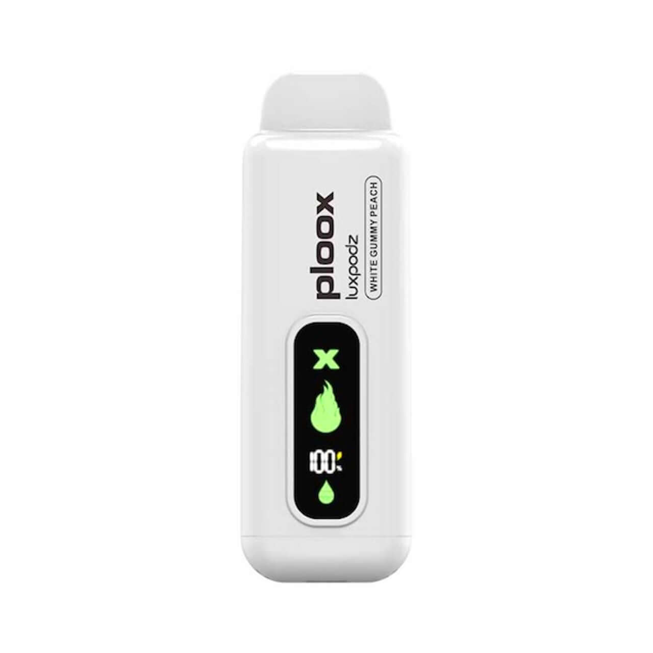 Ploox X Disposable Pod by Luxpodz with digital display, flavor indicator, and 15,000 puffs capacity.