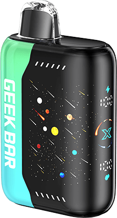 Geek Bar Pulse X vape device with vibrant space-themed design and LED display