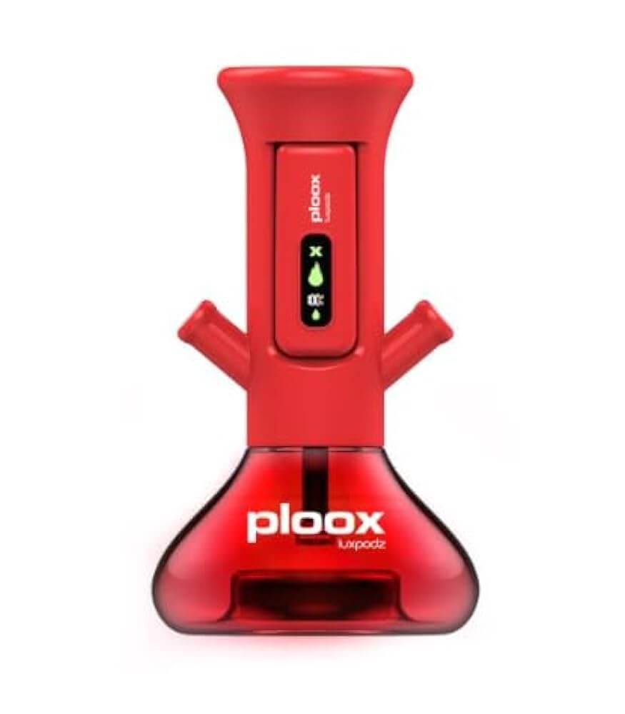 Ploox X G2 Portable Hookah in sleek red design with dual-hose and LED system for customizable sessions.