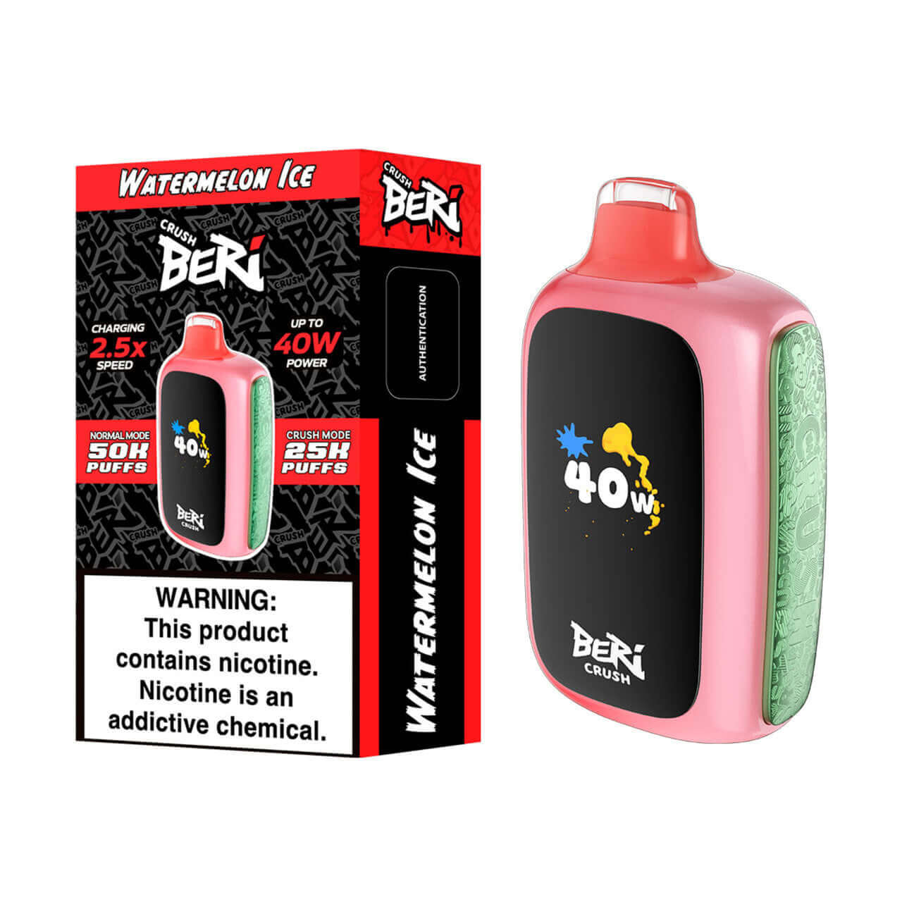 Beri Crush Watermelon Ice Disposable Vape with 50K puffs and 40W power