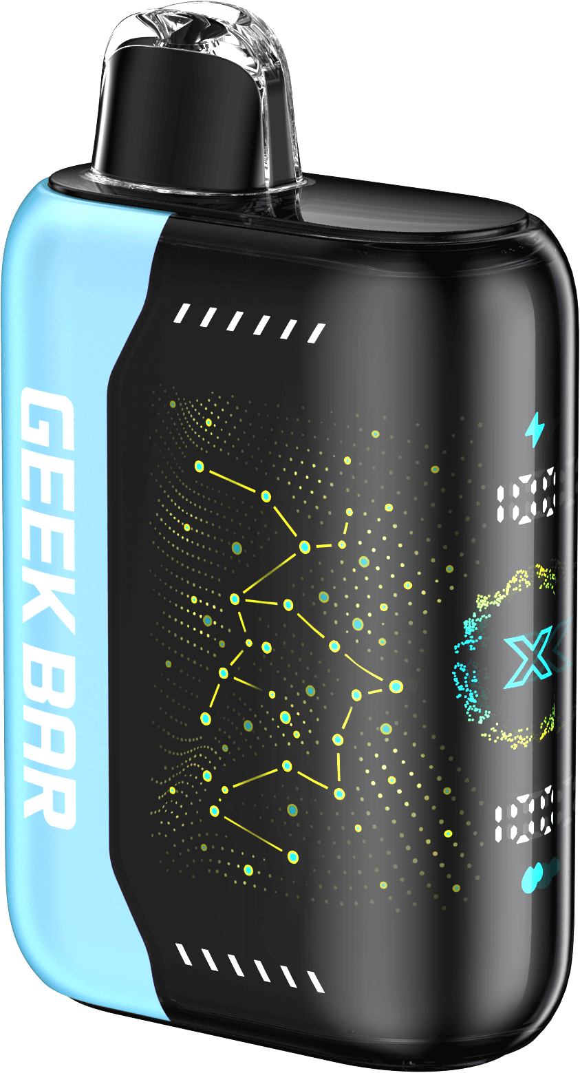 Geek Bar Pulse X disposable vape with 3D LED display and dual mode power features.