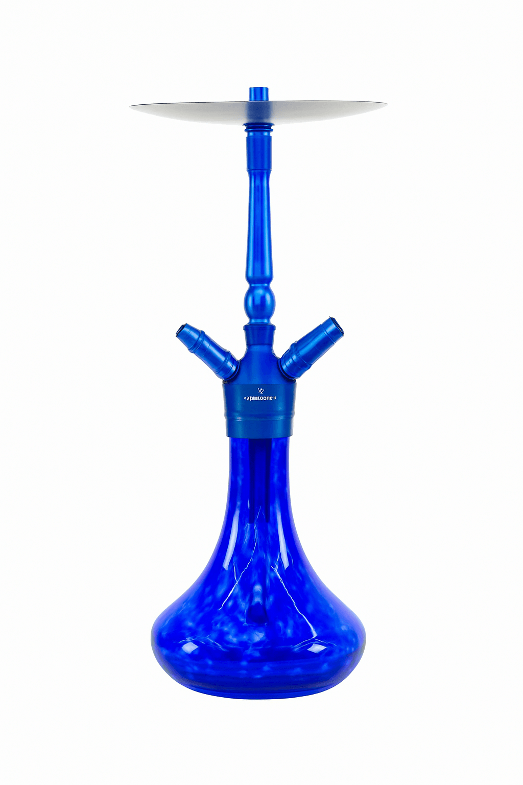 Aadhi Blue Azure Hookah with premium glass vase, custom hose, bowl, tongs, and poker for an enhanced smoking experience.