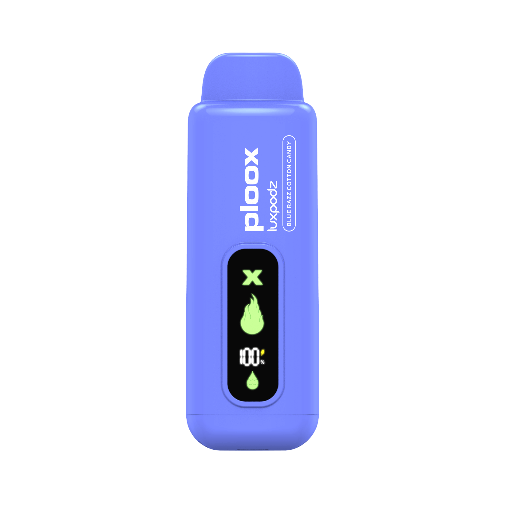 Ploox X disposable vape pod in blue featuring digital display and sleek design, offering 15,000 puffs.