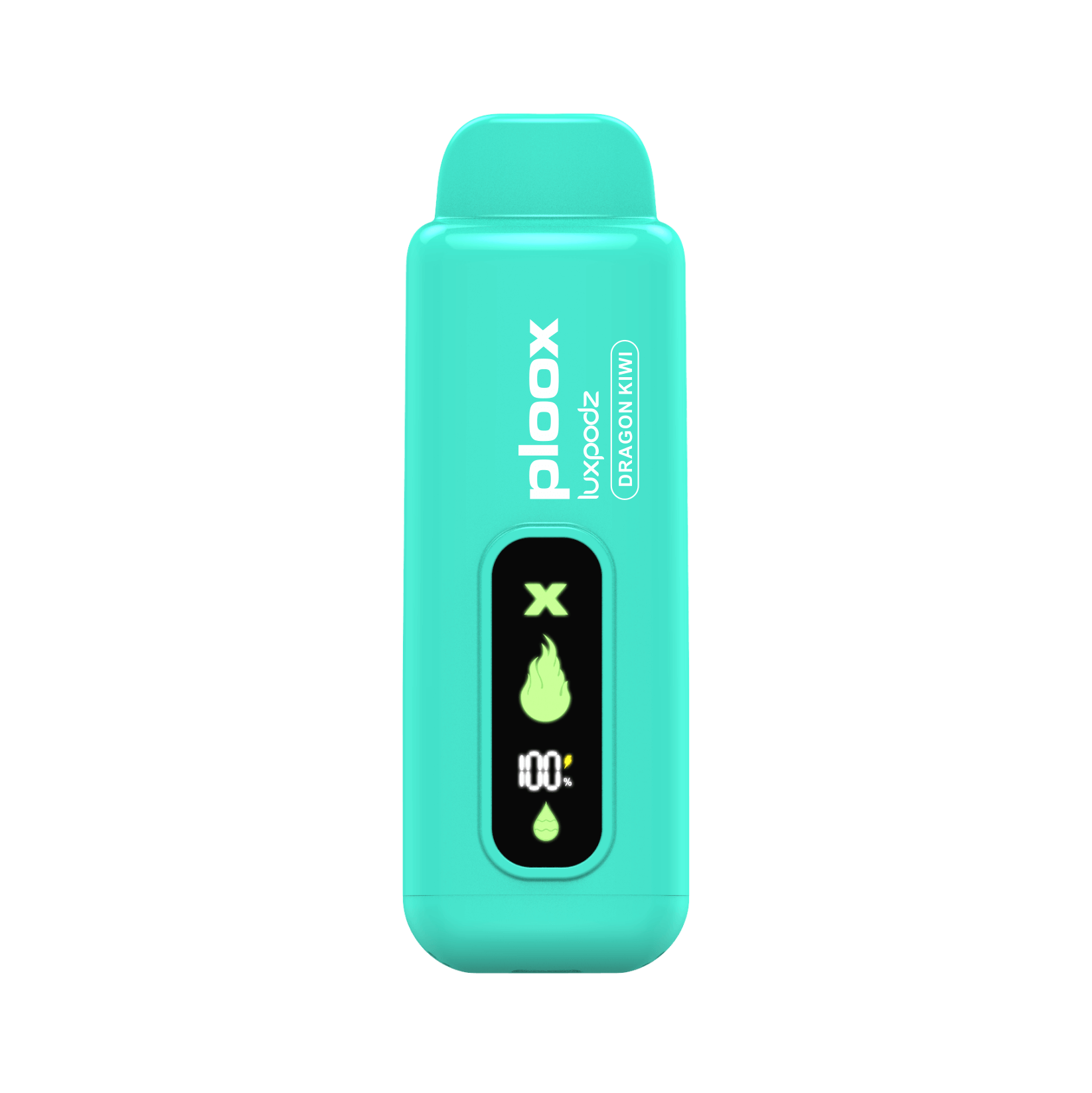 Ploox X Disposable Vape Pod by Luxpodz with digital display and turquoise design, offering 15,000 puffs.