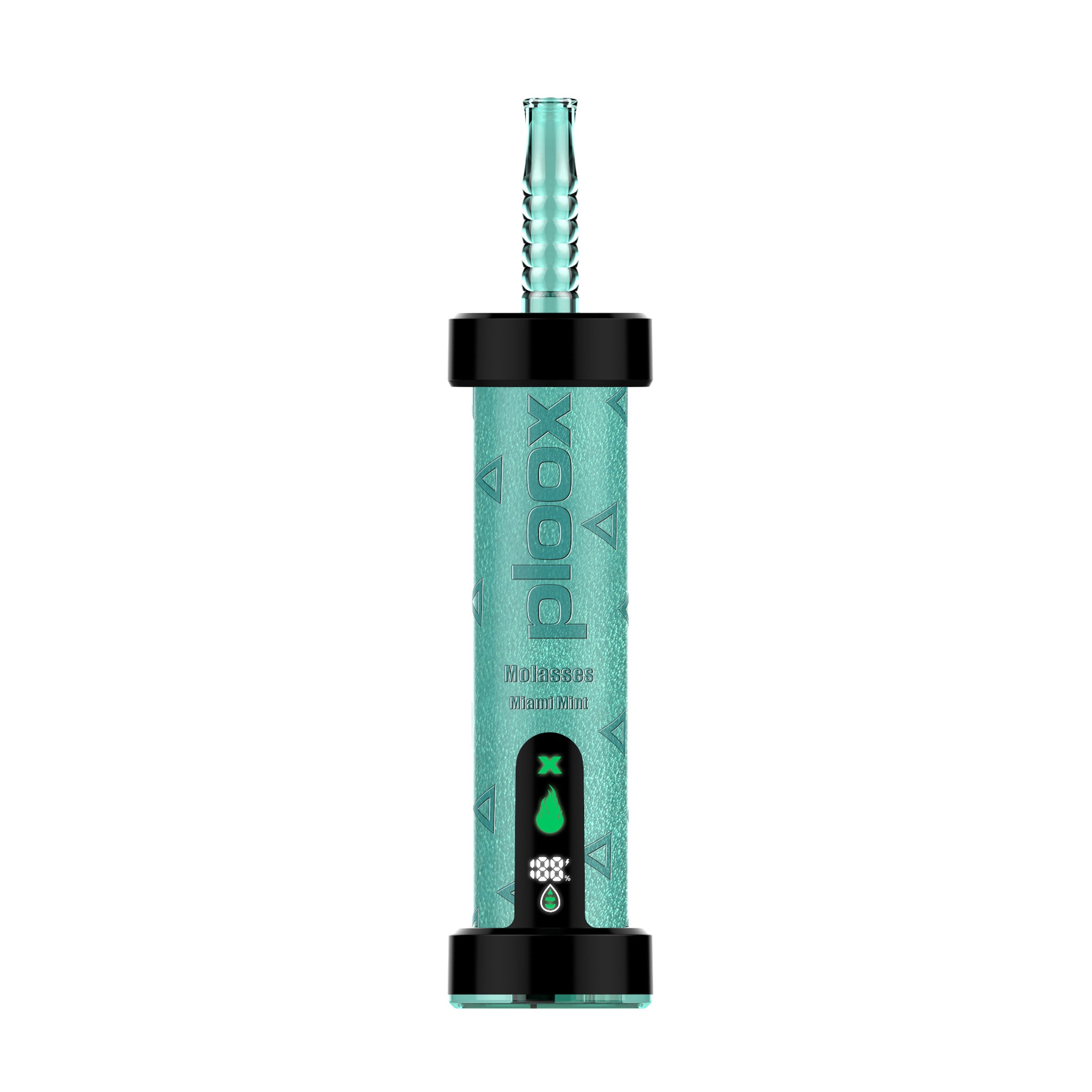 Ploox molasses hookah pen in green color, designed for 75,000 puffs and smooth flavor experience.