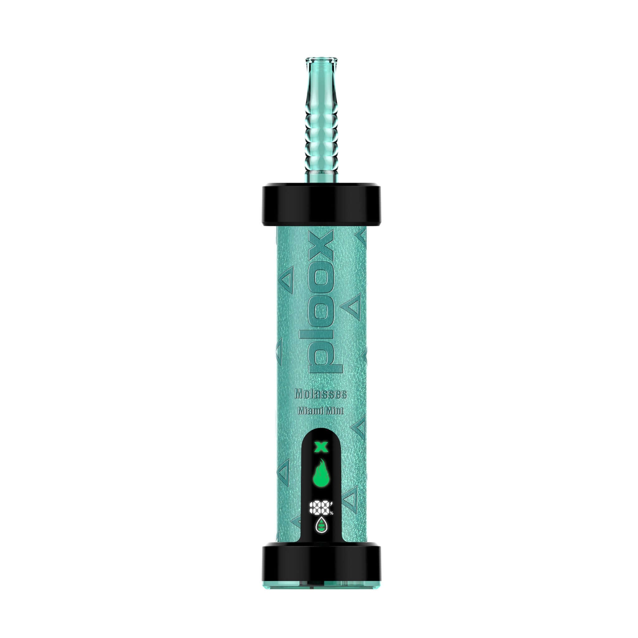 Ploox molasses hookah pen in green color, designed for 75,000 puffs and smooth flavor experience.