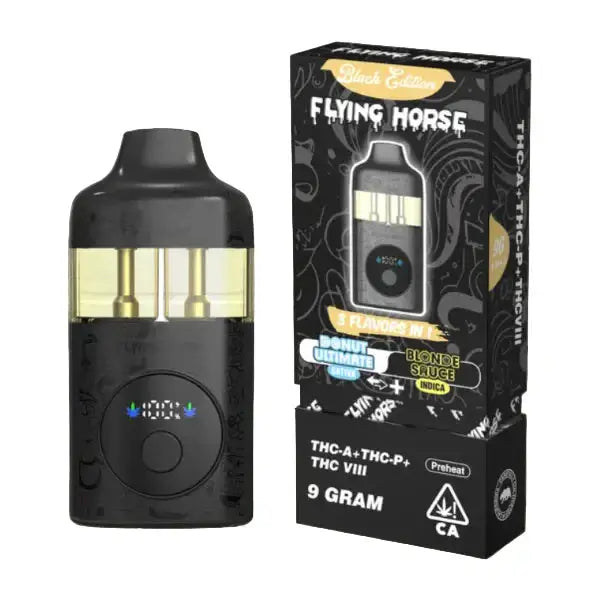 Flying Horse Stone Blend Black Edition 9000GM - premium vape device with unique tri-blend for enhanced flavor and potency.