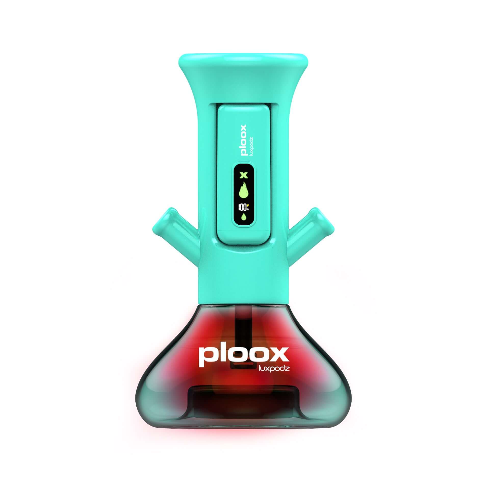 Ploox X G2 Portable Hookah in teal with dual-hose design, built-in battery and LED features for ultimate flexibility.