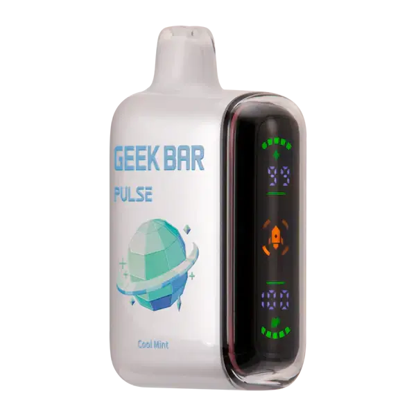 Geek Bar Pulse disposable vape device with digital display and Cool Mint flavor