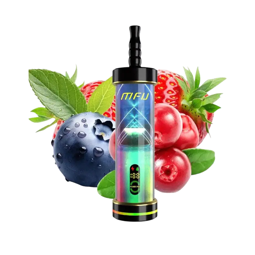 MFU Shisha X2 disposable vape with berry flavors and sleek design, offering 60K puffs and 0.5% nicotine.
