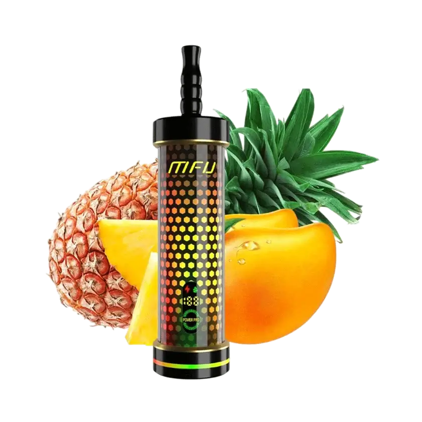 MFU Shisha X2 disposable vape with tropical pineapple and mango flavors, designed for 60,000 puffs.