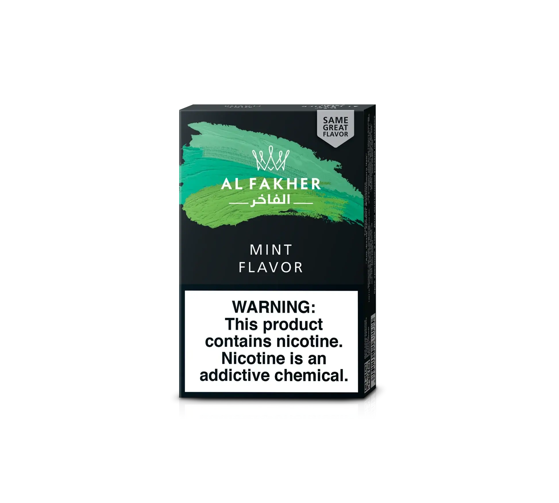 Al Fakher Mint Flavor Hookah Tobacco 50g Box with nicotine warning label