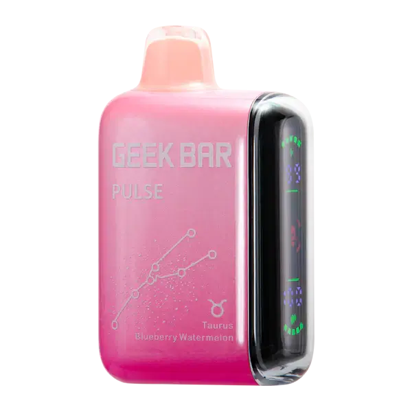 Geek Bar Pulse 15000 Disposable Vaporizer in Pink, featuring Blueberry Watermelon flavor and dual power mode.