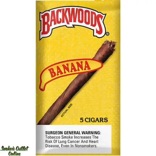 Backwoods All Natural Leaf Wrap Banana 5 Pack - Rustic flavored cigars with authentic hand-rolled look.
