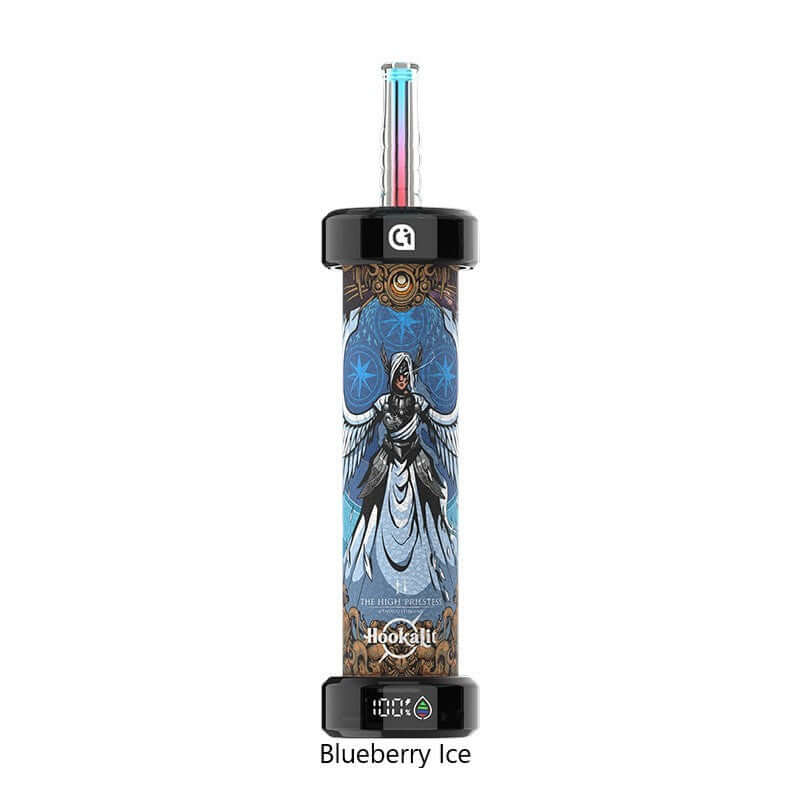 Olit Hookalit disposable vape showcasing Blueberry Ice flavor with digital display and artistic design.