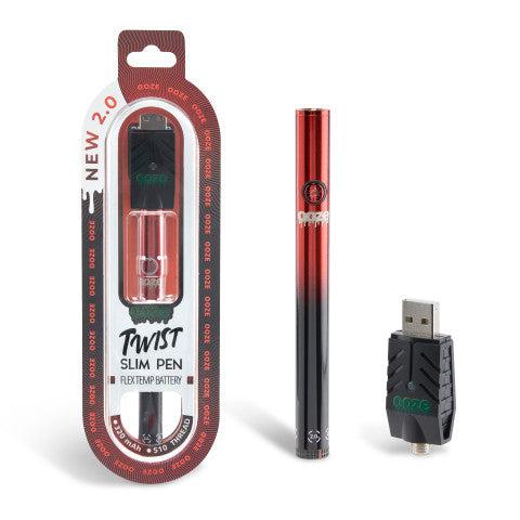 Ooze Twist Slim Pen with Flex Temp Battery and USB charger in stylish packaging