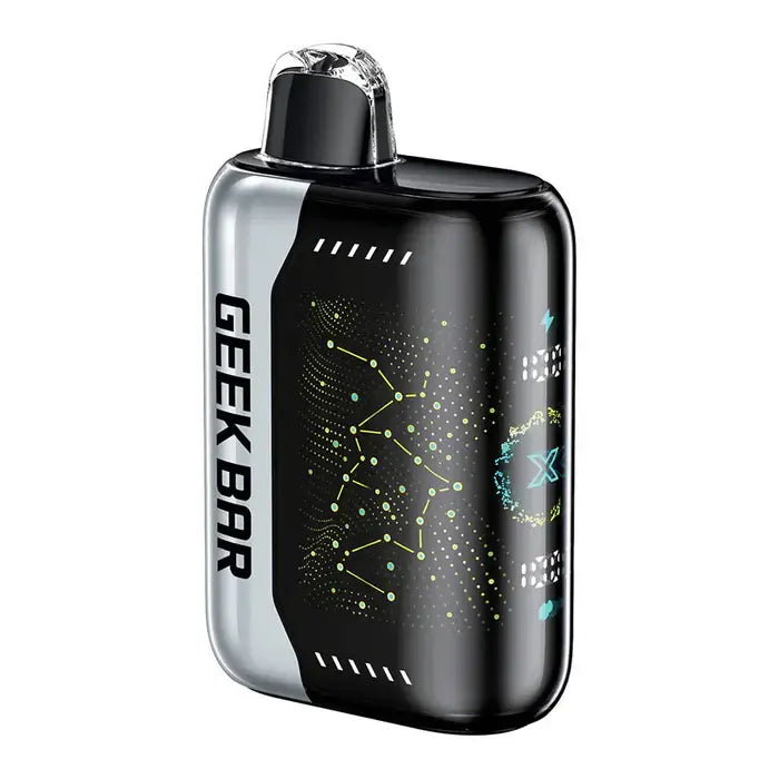 Geek Bar Pulse X disposable vape with vibrant 3D LED display, designed for 25,000 puffs and dual mode power.
