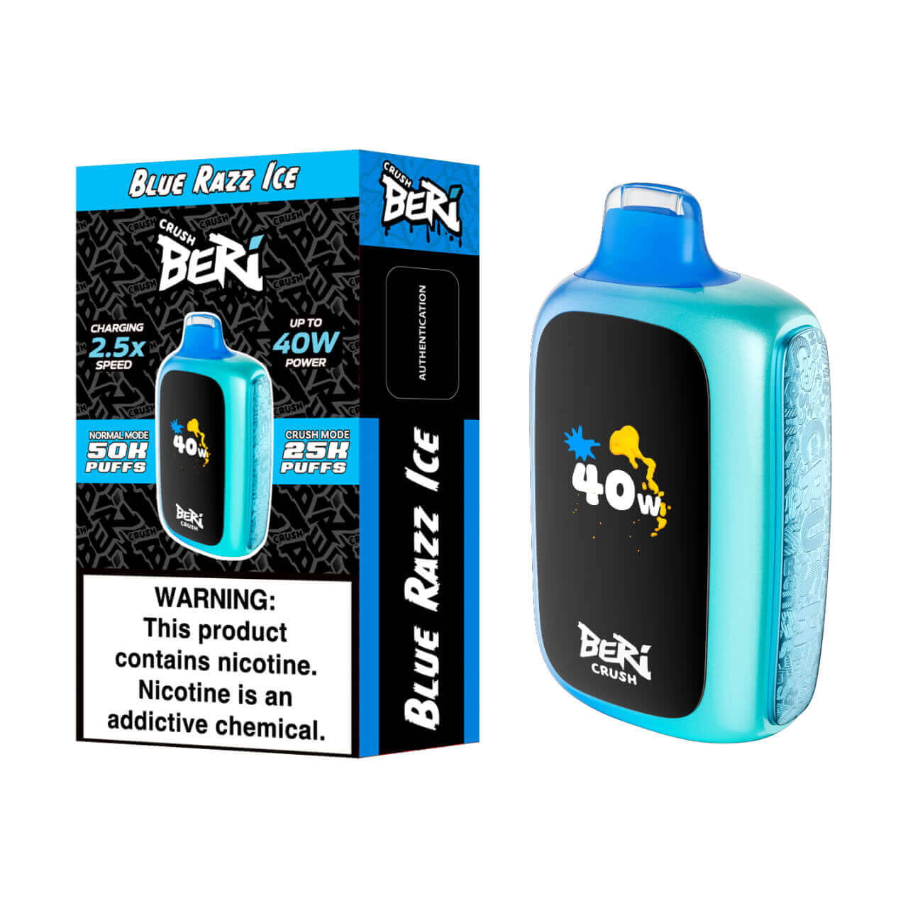 Beri Crush Blue Razz Ice Disposable Vape with 50K puffs and 40W power