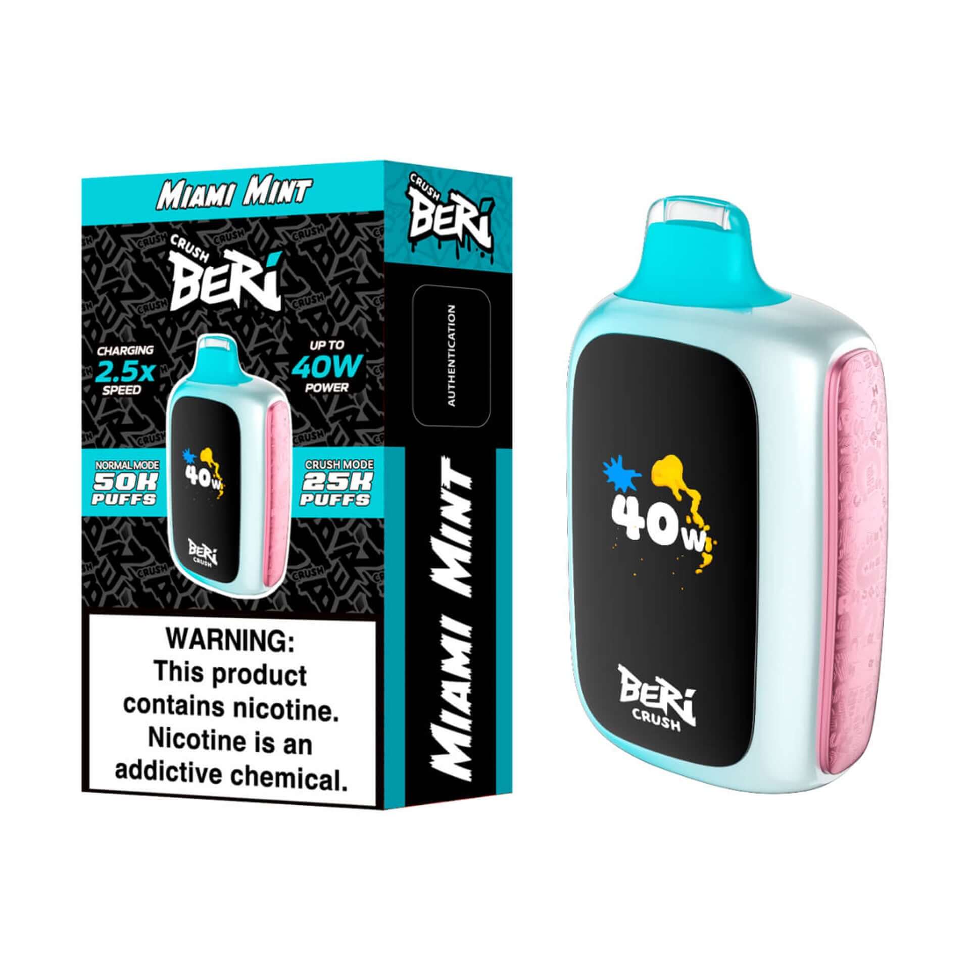 Beri Crush Miami Mint Disposable Vape with 50K puffs and 40W power