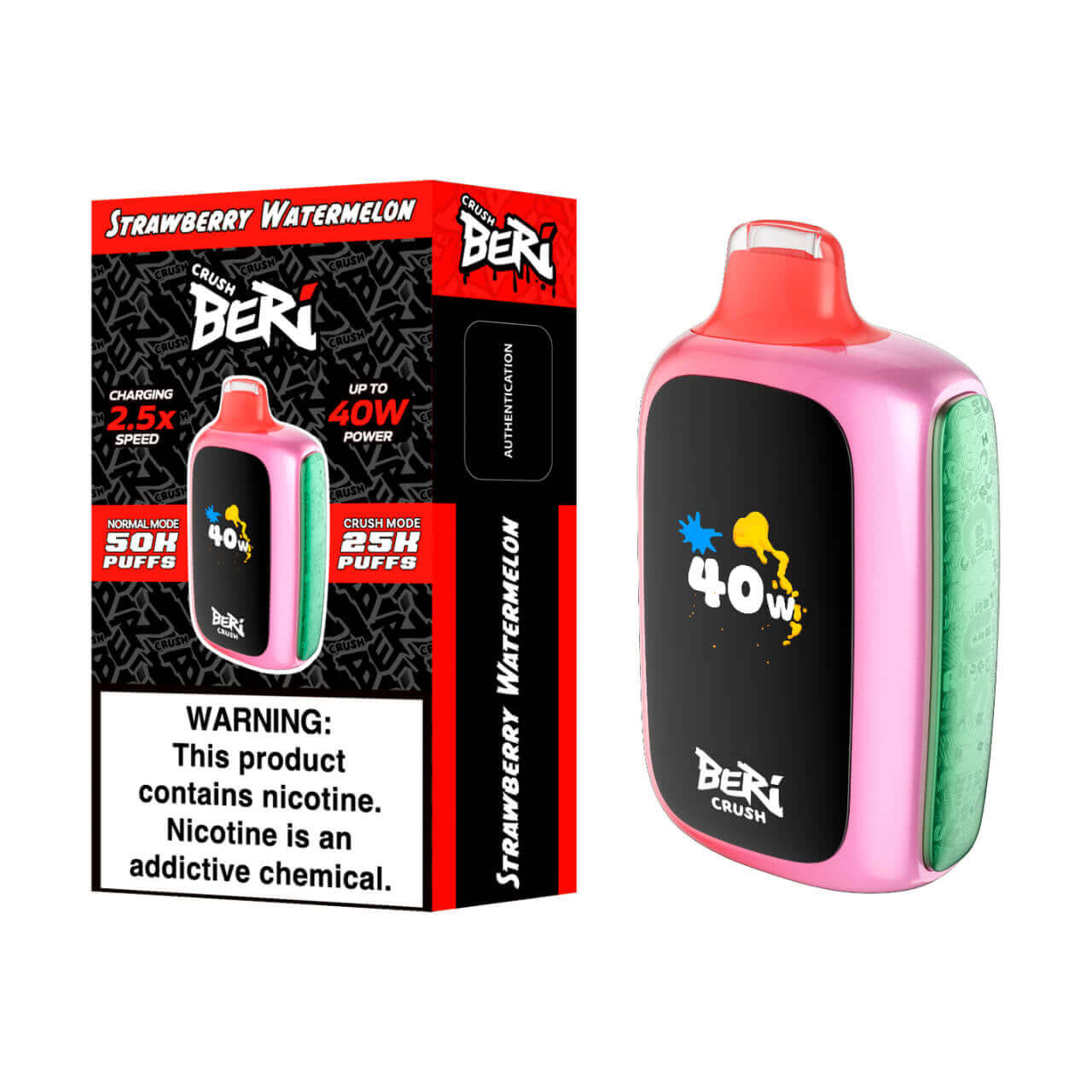 Beri Crush Strawberry Watermelon Disposable Vape with 50K puffs and 40W power