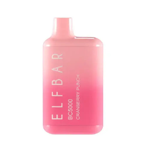 Elf Bar BC5000 Cranberry Punch vape with ergonomic design, offering 5000 puffs and 13mL of e-liquid.