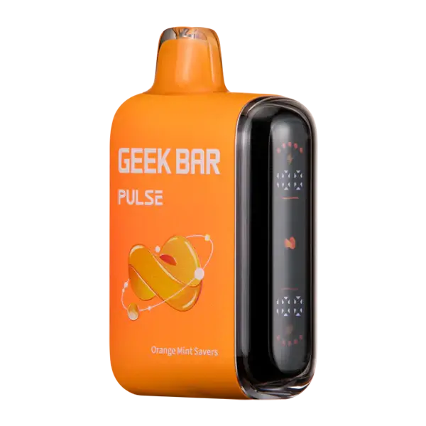Geek Bar Pulse disposable vape in Orange Mint flavor, showcasing dual mode power and vibrant design.