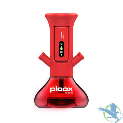 Ploox X G2 Portable Hookah in red, featuring LED lights and dual-hose design for versatile sessions.