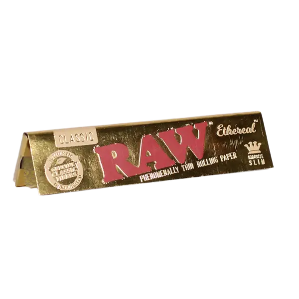 RAW Unrefined Natural Rolling Papers, classic thin and chemical-free for a pure smoking experience.