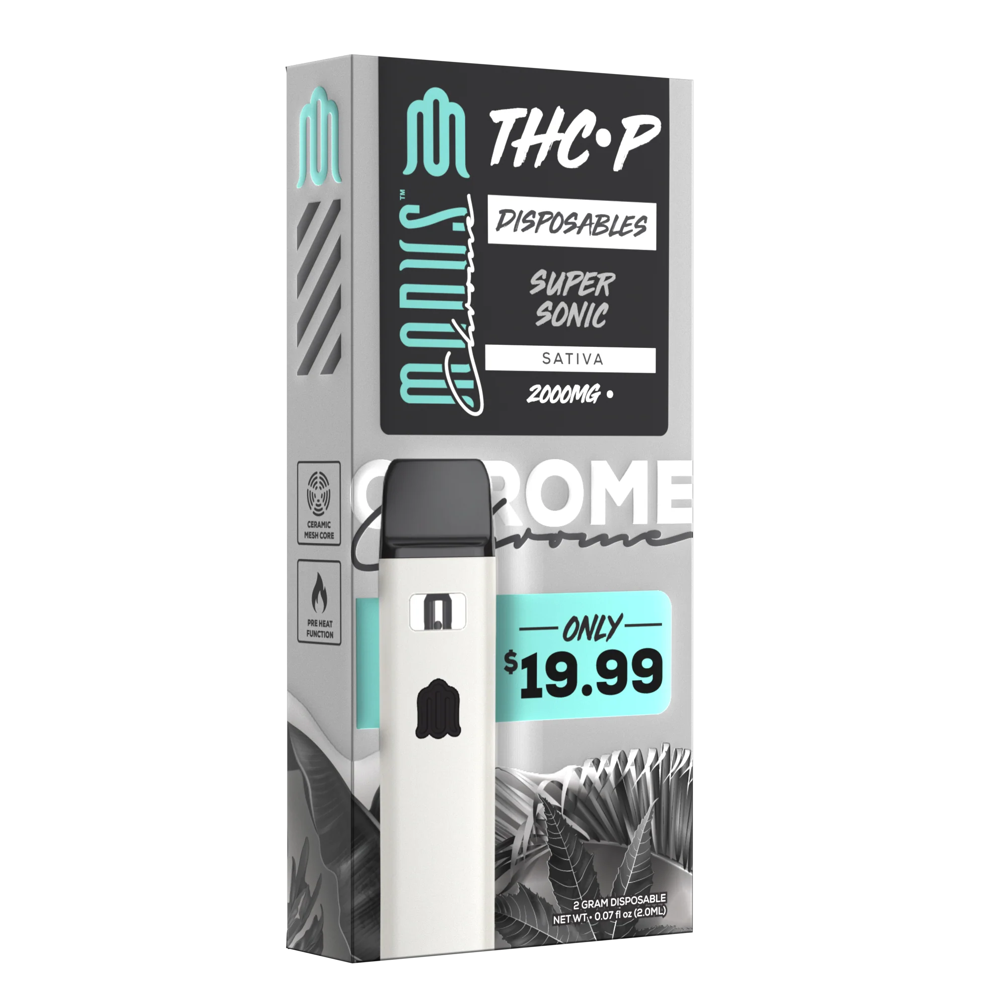 Modus Chrome THC-P Disposable | 2gm product packaging featuring Super Sonic flavor