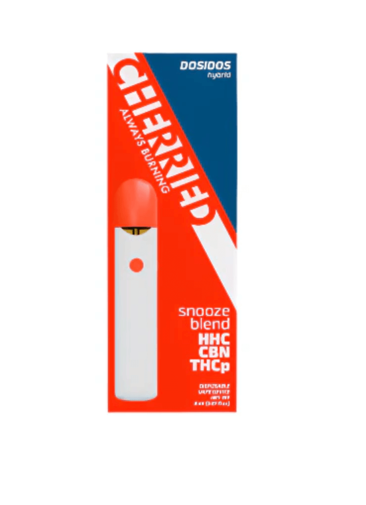 Cherried Vape disposable device featuring HHC, CBN, and THC-P, designed for a smooth vaping experience.