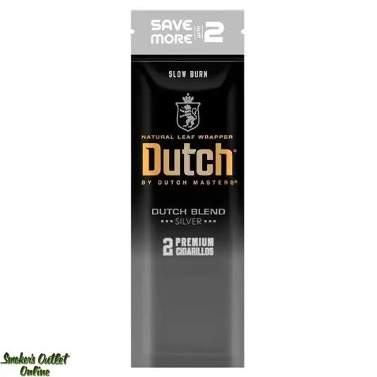 Dutch Natural Leaf Wrapper Cigarillos pack, featuring 2 premium leaf wraps for smooth slow burn and rich flavor.