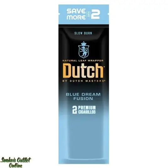 Dutch Natural Leaf Wrap Blue Dream Fusion 2 Pack, premium cigarillos for a rich and flavorful smoking experience.