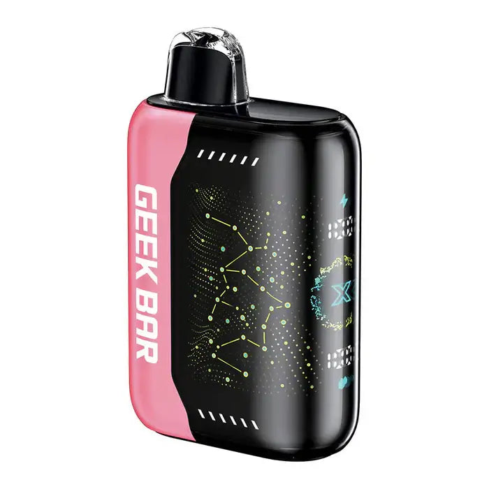Geek Bar Pulse X disposable vape with 3D LED display, offering up to 25,000 puffs in a sleek design.