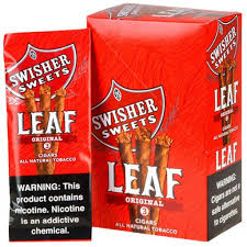 Swisher Sweets Leaf cigars package showcasing naturally sweet flavor and all-natural tobacco leaf wrapping.