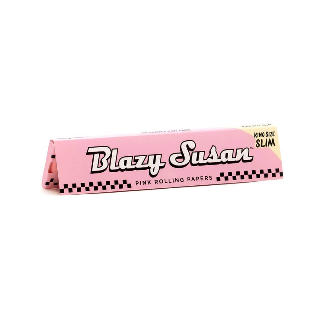 Blazy Susan pink king size slim rolling papers packaging displayed on a white background.