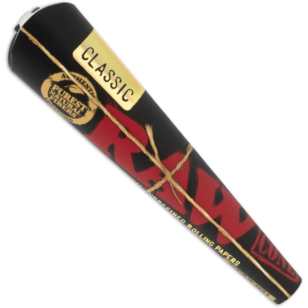 RAW Classic Organic Hemp Cone in packaging for a cleaner, smoother smoke experience.