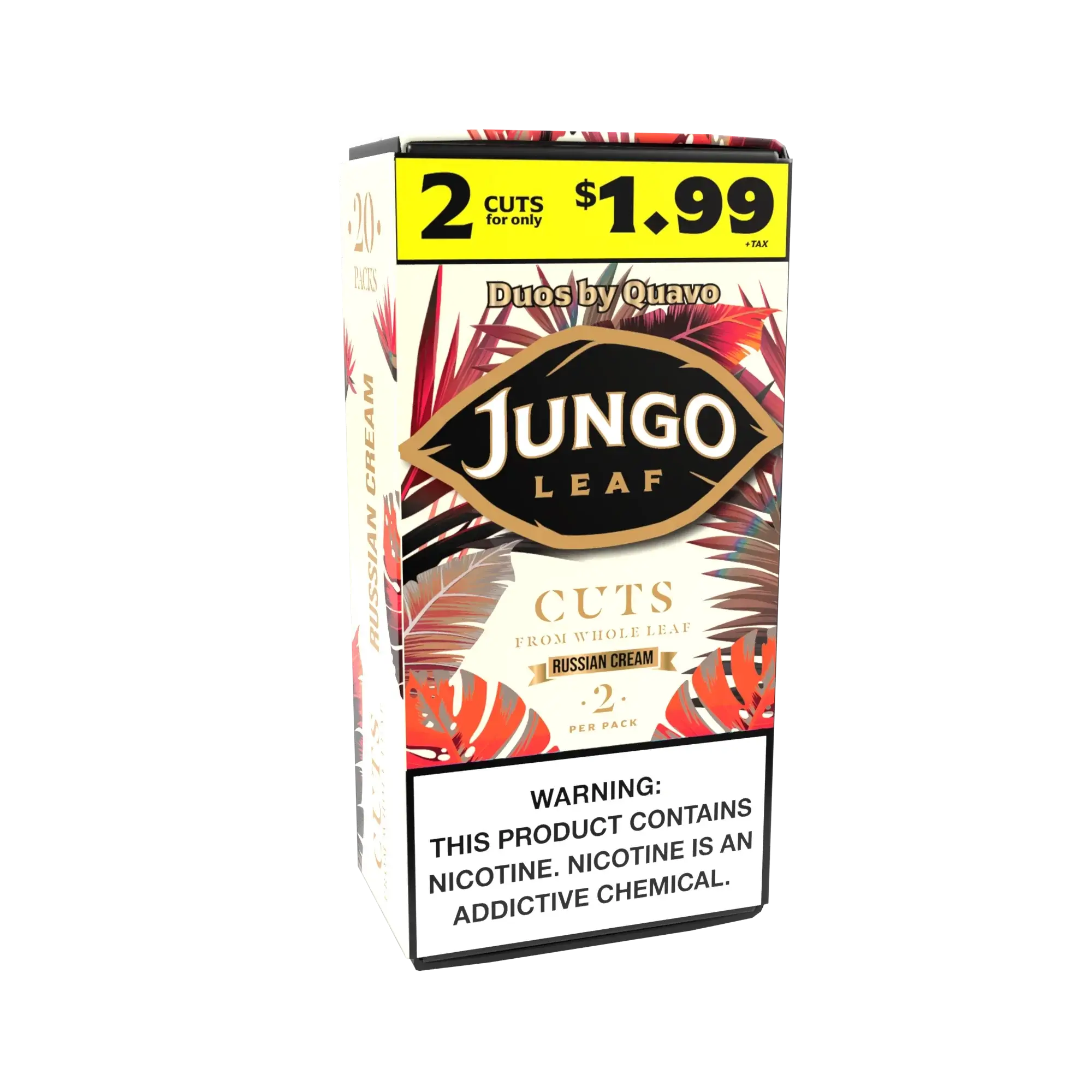 JUNGO Leaf by Quavo natural leaf wraps, 2 pack, featuring vibrant packaging and bold design.